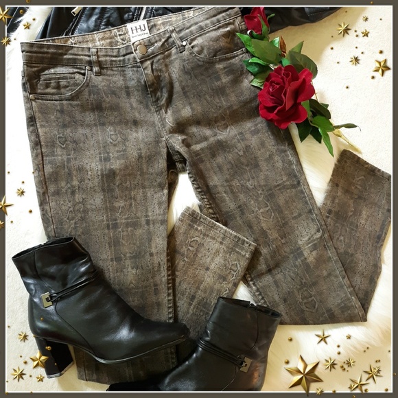 NWT Haute Hippie Gray/Green Plaid Snakeprint Jeans - Picture 2 of 4